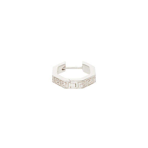 MEANDER HEXAGON HUGGIE SILVER